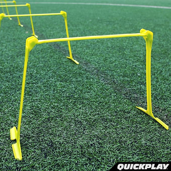 QUICKPLAY PRO Quick-Click Adjustable Speed Hurdles, Set of 6 | 3 Heights in One (6", 9", 12") | All-in-One Agility & Plyometric Training Hurdles | Patented, Portable & Durable