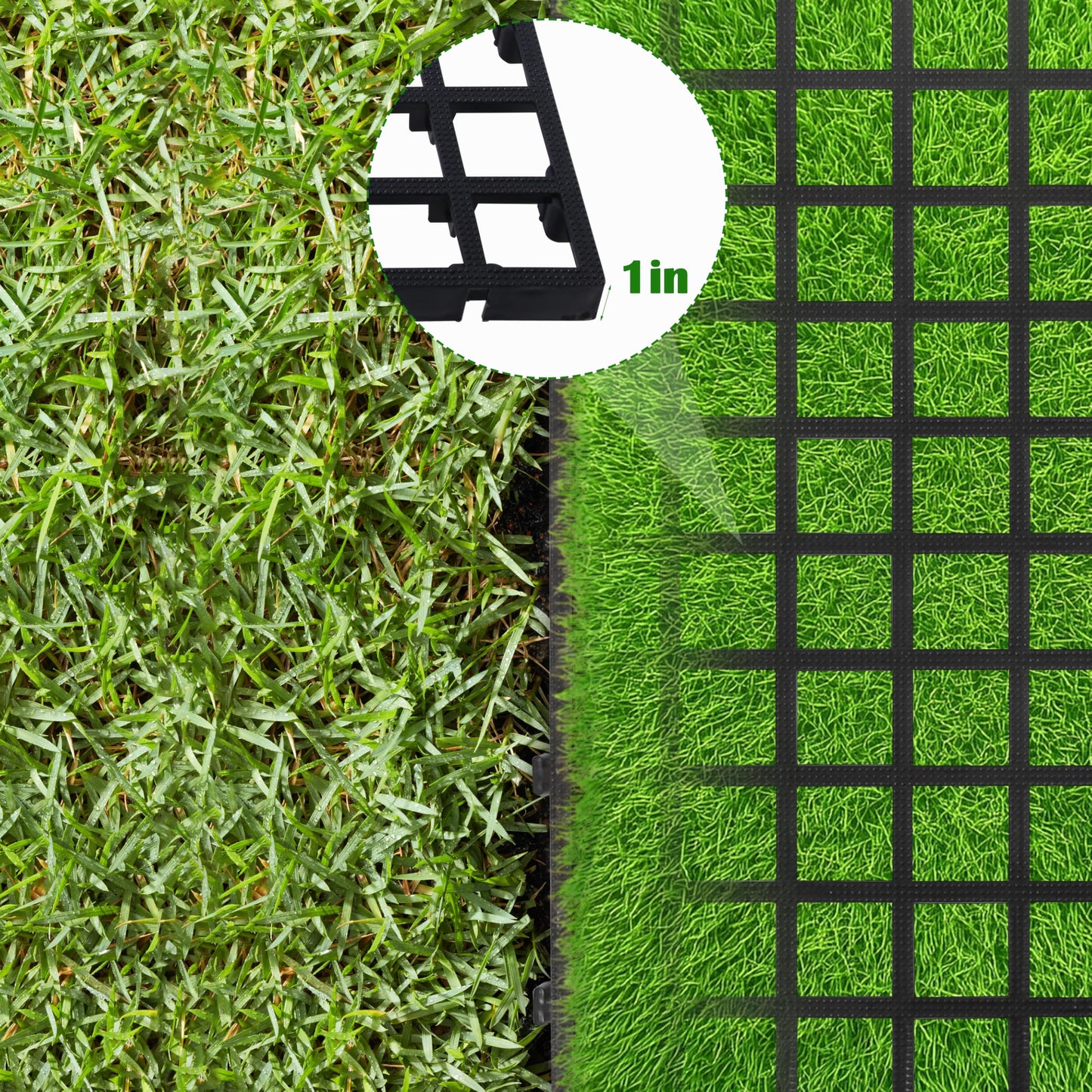 Goldshire12 Units 19.5 x 19.5 Inch Permeable Pavers Gravel, Grass& Gravel Driveway System, Interlocked Pavers Gravel Grid Black PE Shed Base 1" Depth, 32 Sq Ft