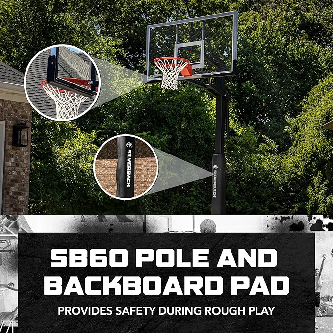 Silverback In-Ground Basketball Hoops, Adjustable Height Tempered Glass Backboard and Pro-Style Flex Rim. - Multiple Styles Available