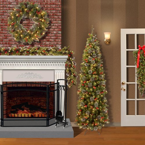 National Tree Company 9 Ft Pre-Lit Crestwood Spruce Christmas Garland | Glitter, Pinecones & 50 LED Lights