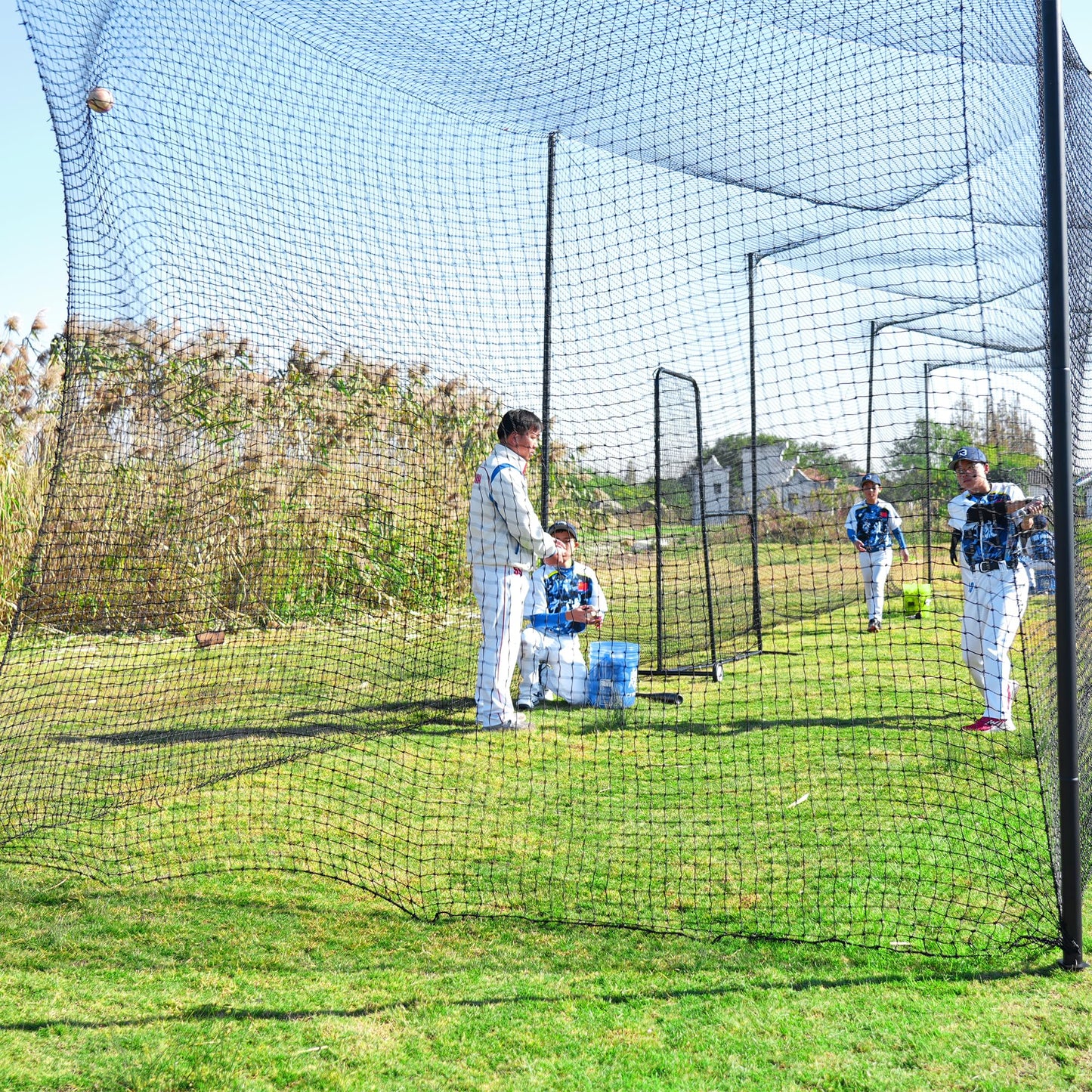 55 FT Baseball Batting Cage, Baseball Nets for Batting Cage，Baseball and Softball Batting Cage Nets for Pitching Training, Outdoor Backyard Batting Cage with Frame