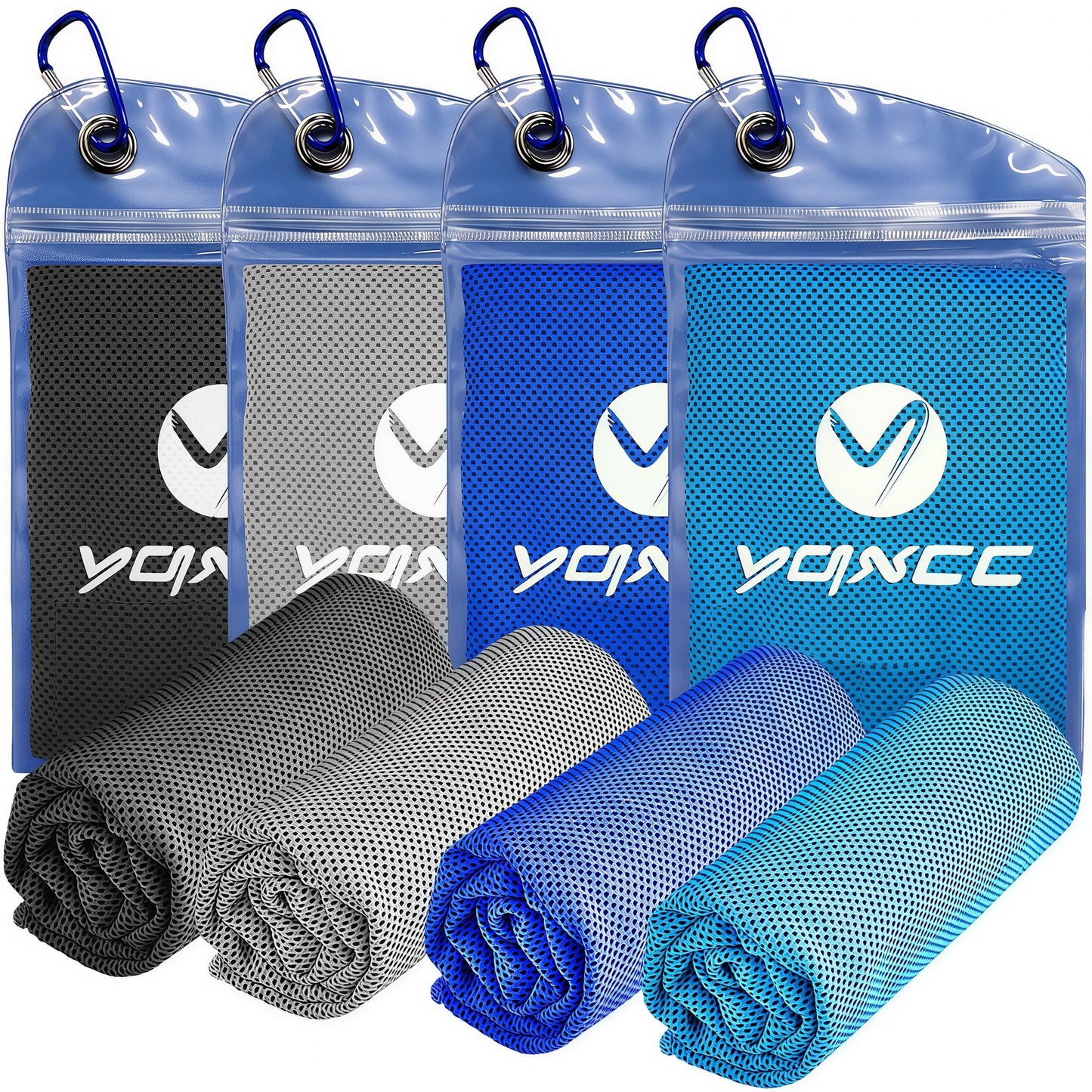 YQXCC Cooling Towels | 4 Pack 40"x12" | Cool for Neck | Microfiber Soft Breathable Chilly for Sports, Yoga, Golf, Gym, Camping, Running, Workout & More Activities