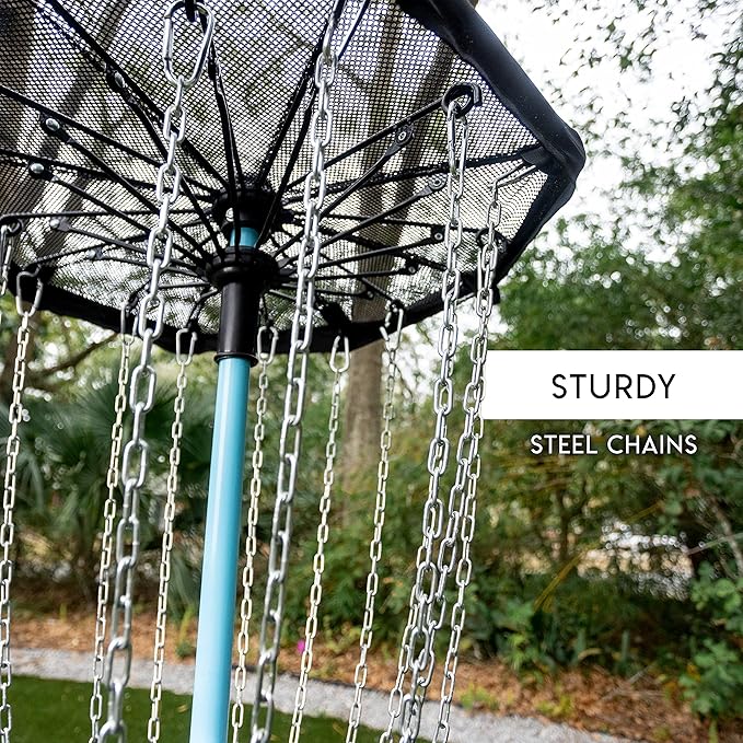 Franklin Sports Disc Golf Baskets - Portable Disc Golf Target with Chains Included - Disc Golf Basket Stand Equipment for Hole + Course Creation