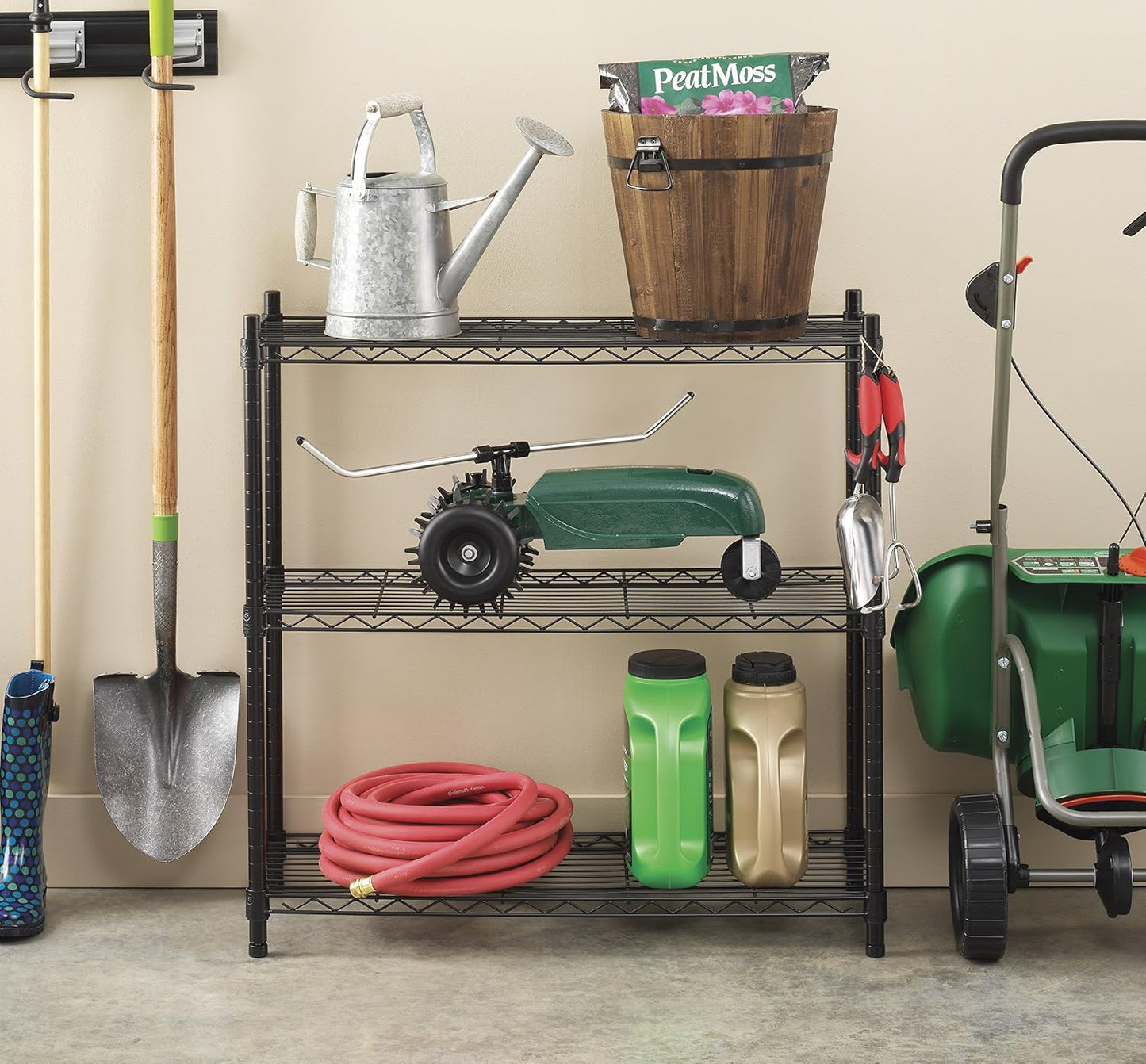 Whitmor 3 Tier Metal Shelving Unit - Heavy Duty Storage Shelves with 400 lbs Capacity Each | Adjustable, Easy Assembly, Black, 36"L x 14"W x 36"H