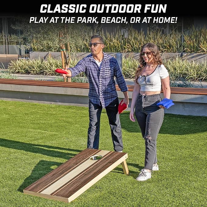 GoSports 4 x 2 ft Regulation Size Wood Cornhole Boards - 10 Vintage Wood Designs (Choose Your Style)