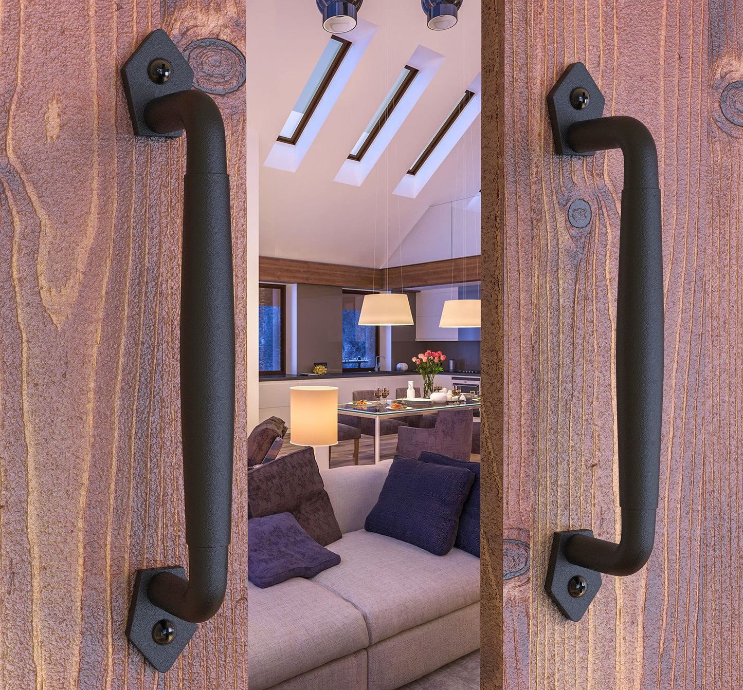 VivaLight 2-Pack 10 Inch Diamond Tapered Barn Door Handle - Black Cast Iron Pull for Sliding Doors, Gates, Sheds, Fences, Closets - Indoor Outdoor Farmhouse Hardware