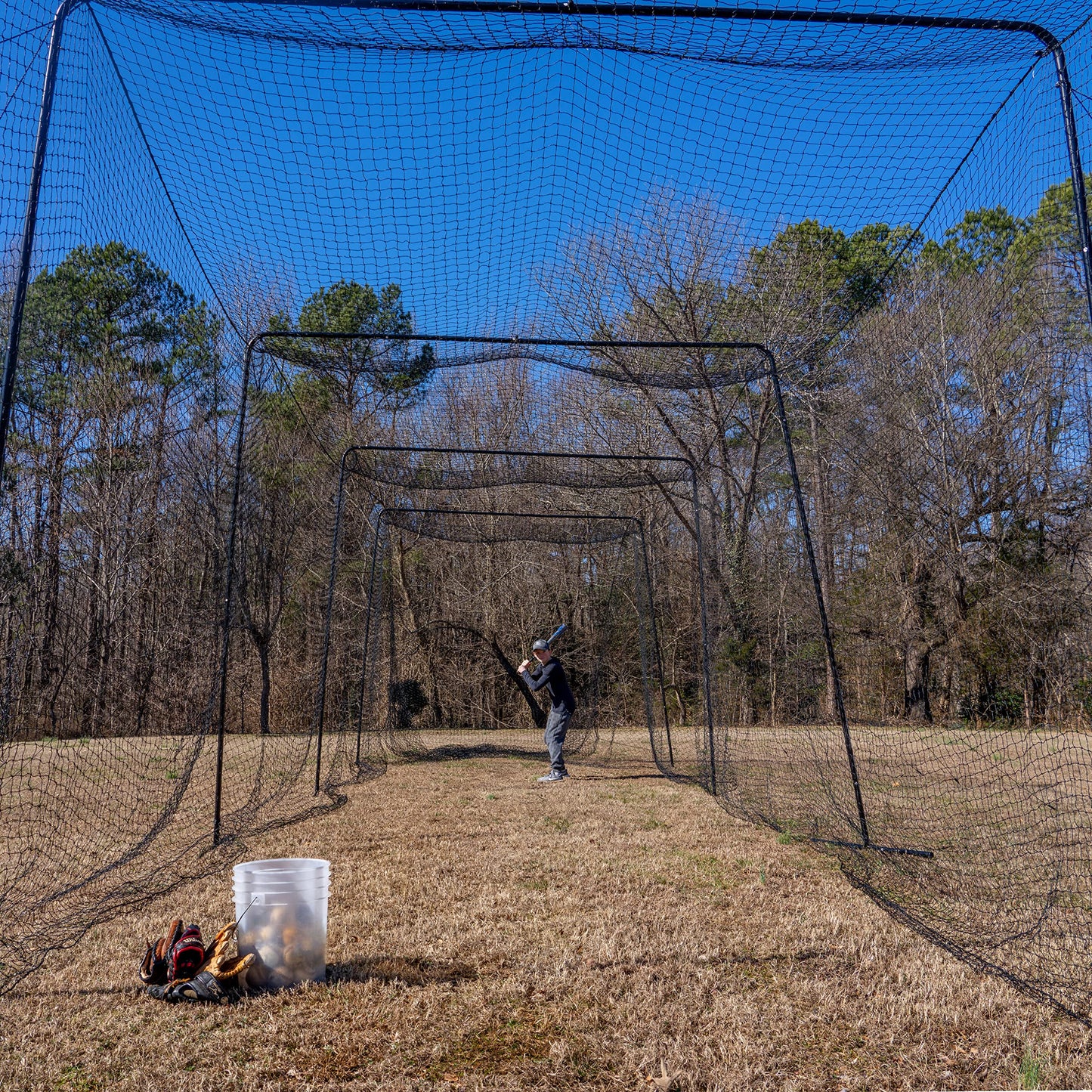 ANYTHING SPORTS Full Batting Cage. Perfect Baseball Batting Cage, Softball Batting Cage, Complete Package with Frame and Netting (40 Feet)