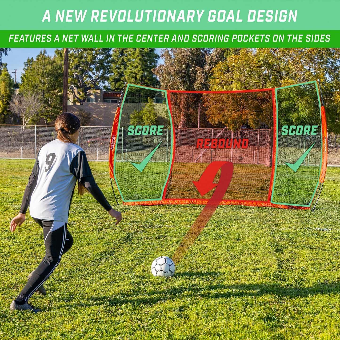 GoSports Strike Net 12 ft x 8 ft Soccer Training Goal - Practice Net for All Skill Levels